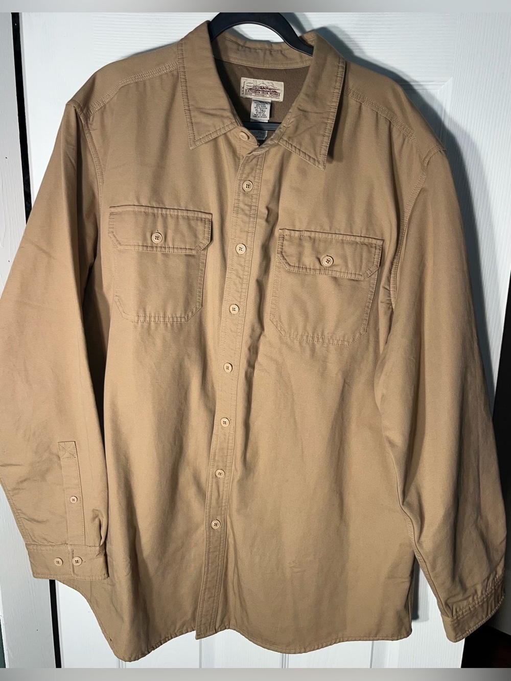 L.L. LL Bean Katahdin Iron Works Lined Overshirt Shirt Jacket Canvas XL Tall